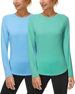 Roadbox Women's Long Sleeve UV Sun Shirts UPF 50  Workout Swim Rash Guard Tops