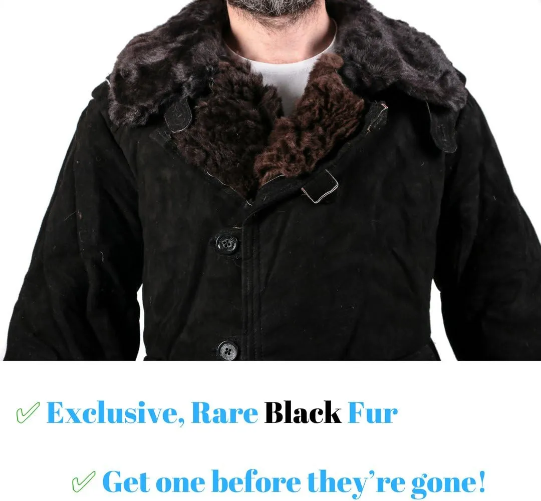 Russian Sheepskin Leather Coat  Waterproof, Windproof Handmade Shearling Jacket