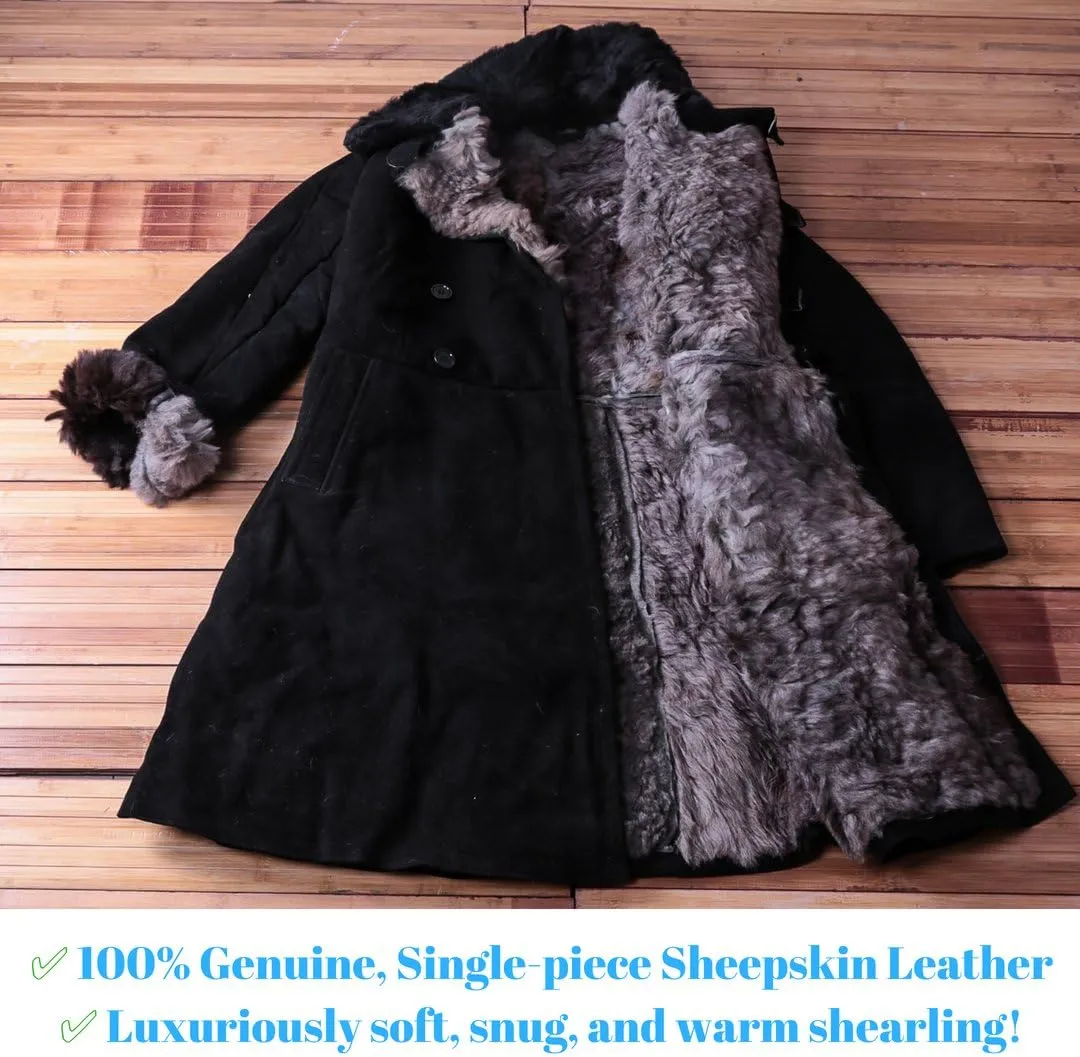 Russian Sheepskin Leather Coat  Waterproof, Windproof Handmade Shearling Jacket