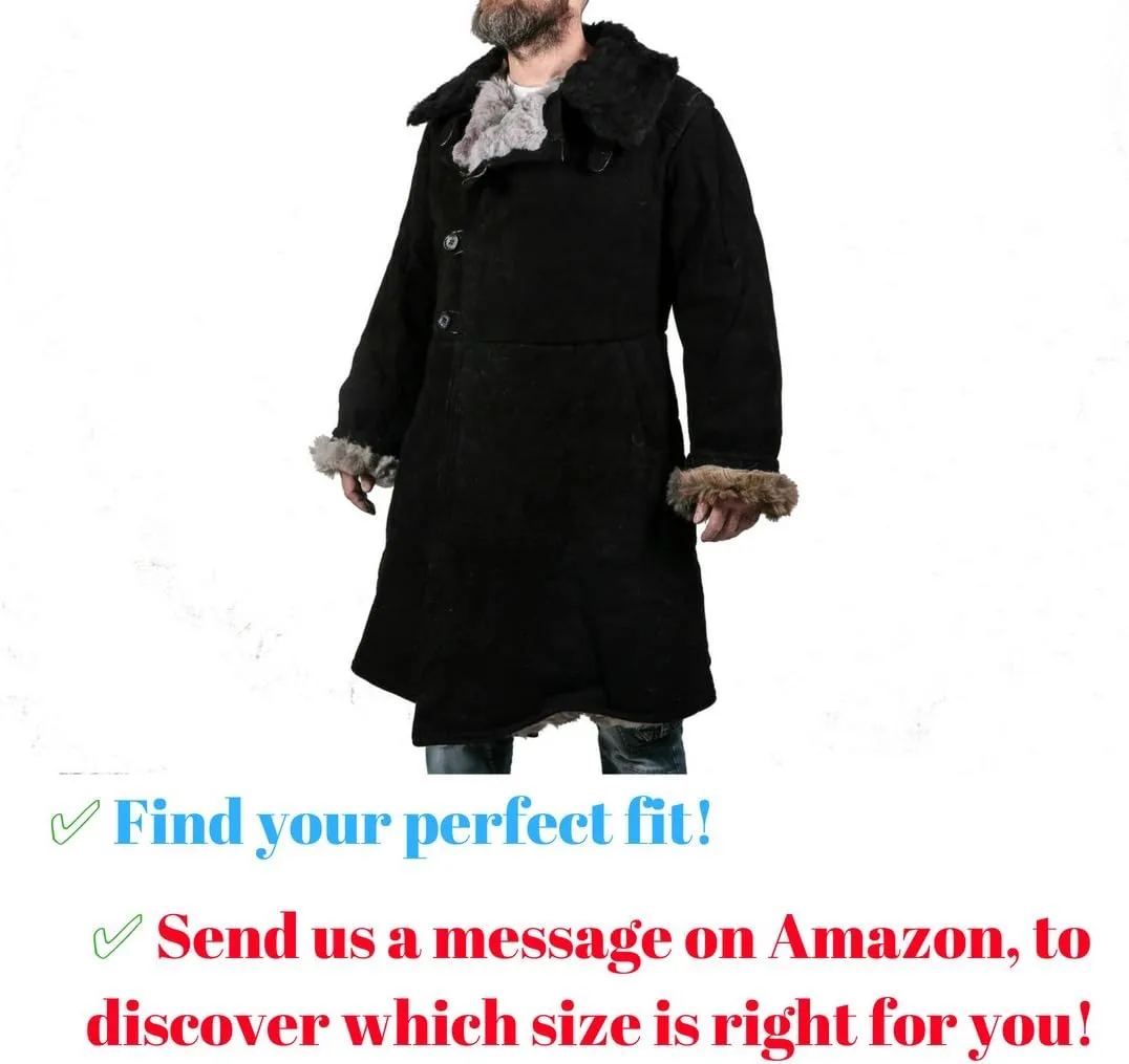 Russian Sheepskin Leather Coat  Waterproof, Windproof Handmade Shearling Jacket