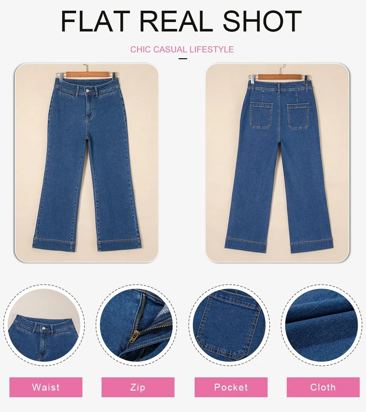 SHEWIN Wide Leg Jeans for Women Trendy High Waisted Flare Jeans Stretchy Straight Leg Ankle Denim Pants with Pockets