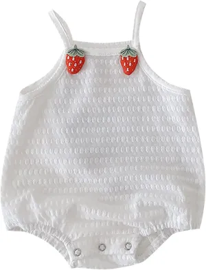 Simple Body Suit Girl Baby Bag Jumpsuits Suspender Ha Clothing Strawberry Flower Pattern Baby Gender Neutral Baby Stuff