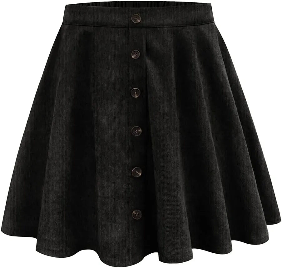 TIYOMI Women Plus Size Mini Skirts Stretchy Hidden Zipper Swing A Line Corduroy Leather Skater Skirt XL-5XL