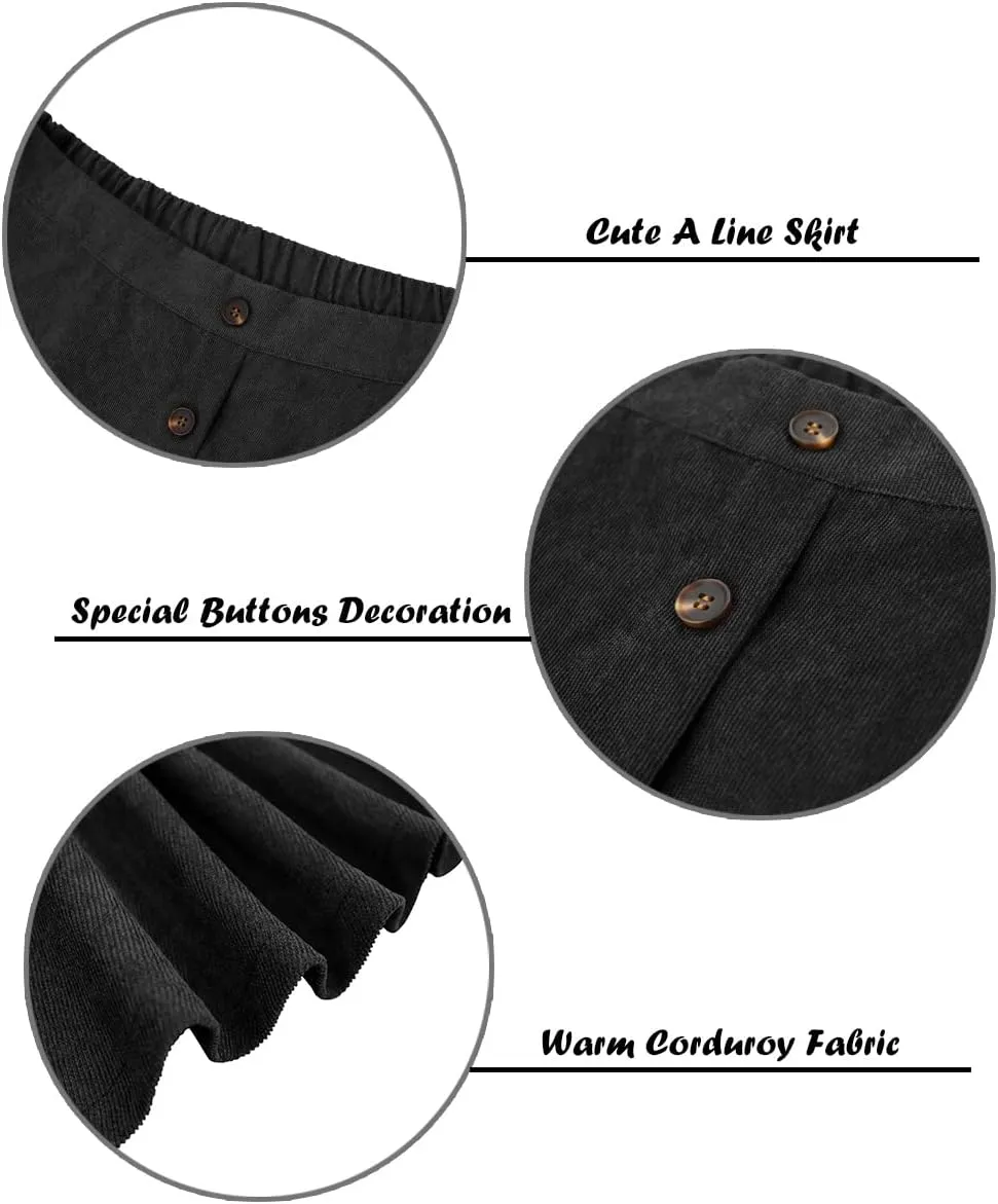 TIYOMI Women Plus Size Mini Skirts Stretchy Hidden Zipper Swing A Line Corduroy Leather Skater Skirt XL-5XL