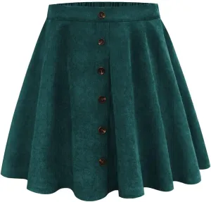 TIYOMI Women Plus Size Mini Skirts Stretchy Hidden Zipper Swing A Line Corduroy Leather Skater Skirt XL-5XL