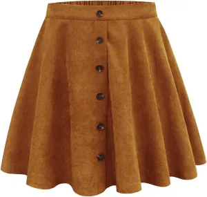 TIYOMI Women Plus Size Mini Skirts Stretchy Hidden Zipper Swing A Line Corduroy Leather Skater Skirt XL-5XL