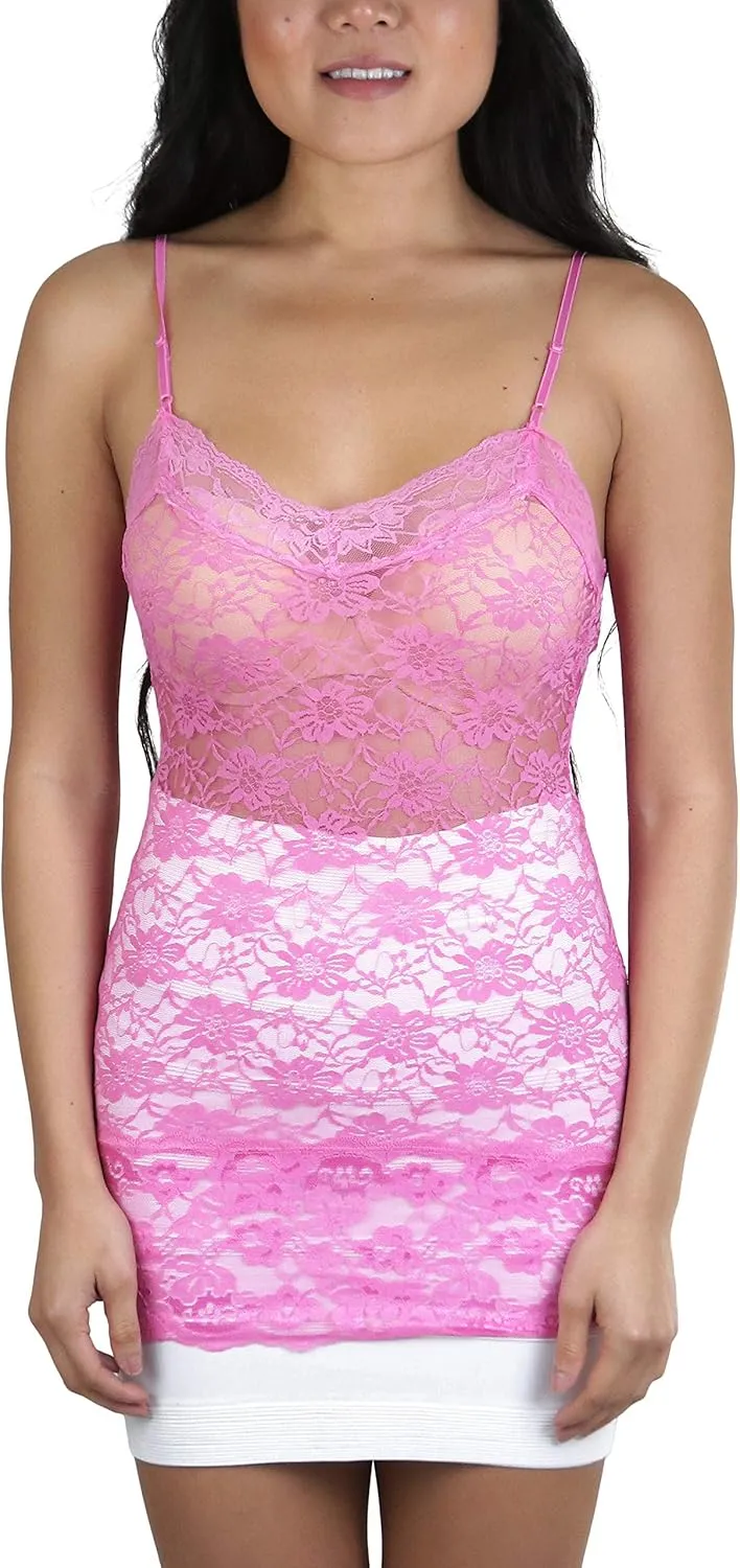 ToBeInStyle Womens Basic Layering Cotton Cami & Sheer Lace Camisoles