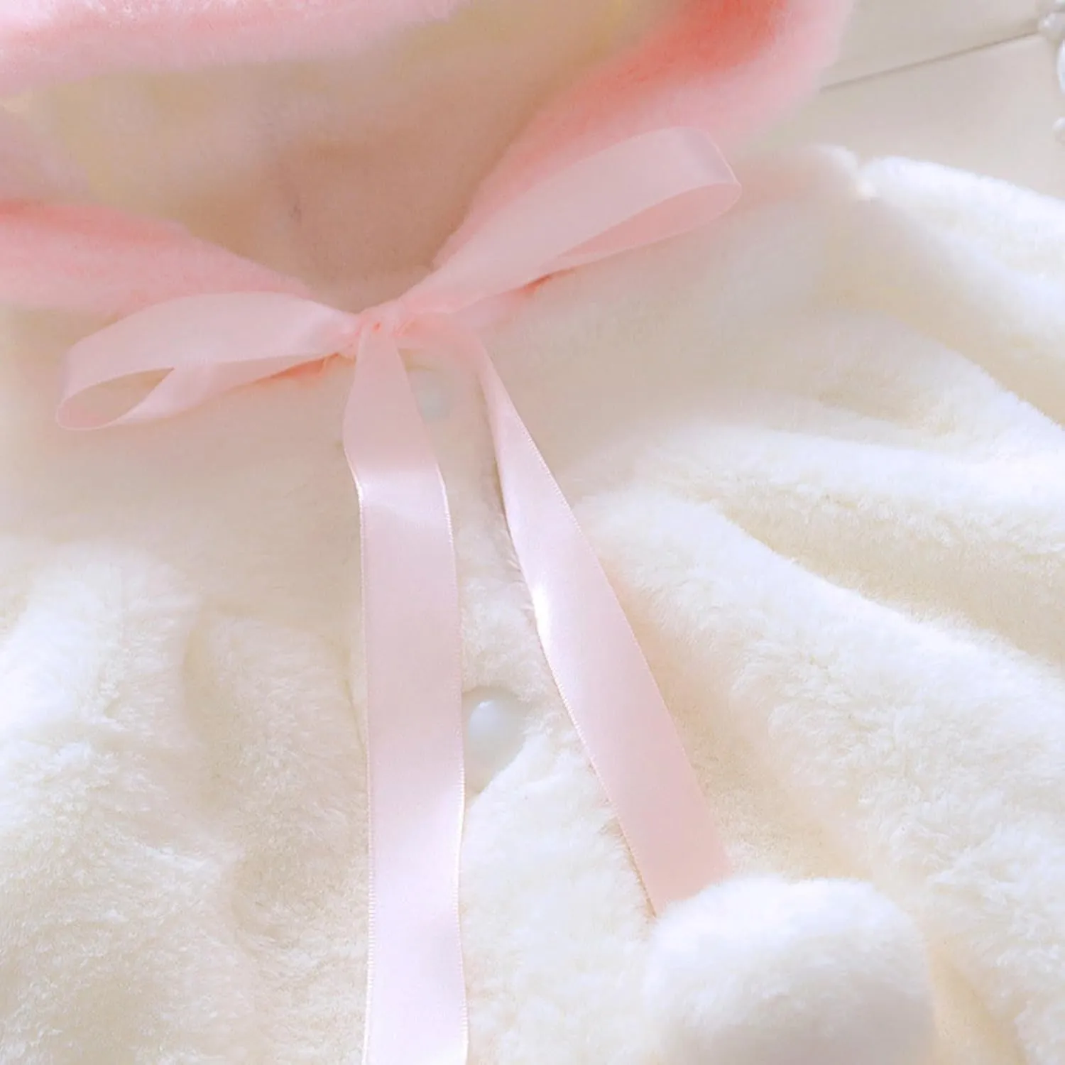 Toddler Baby Girls Winter Fleece Cape Cloak Coat Kids Cute Bunny Hooded Jackets Windproof Baby Warm Outwear Clothes