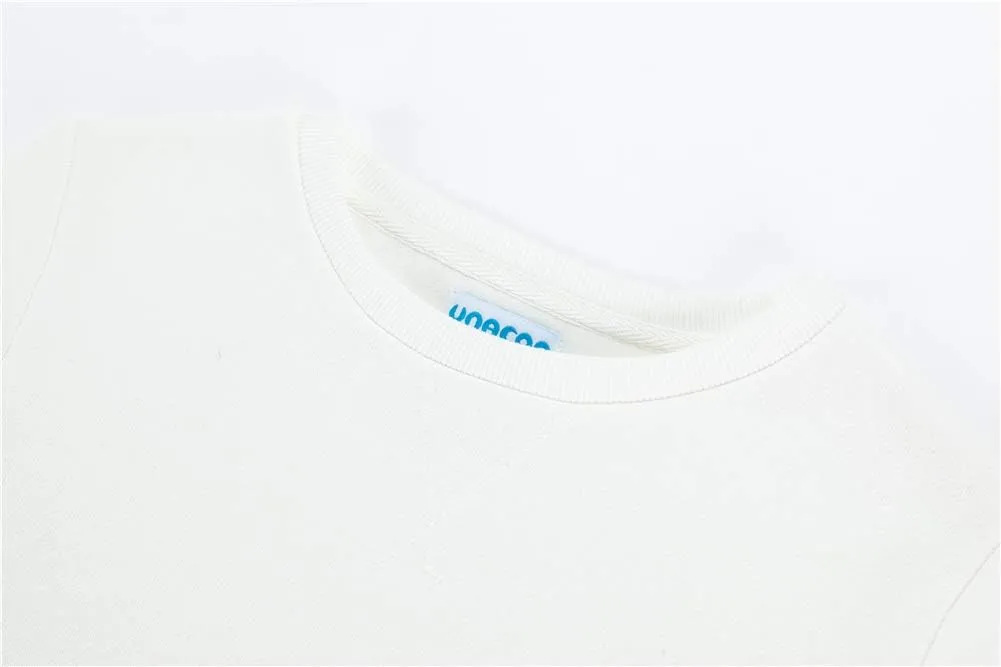 UNACOO Sweatshirt Kids Crewneck Long Sleeve Fleece Sweatshirt Pullover Cotton Tops for Boys or Girls (Age 3-12 Years)