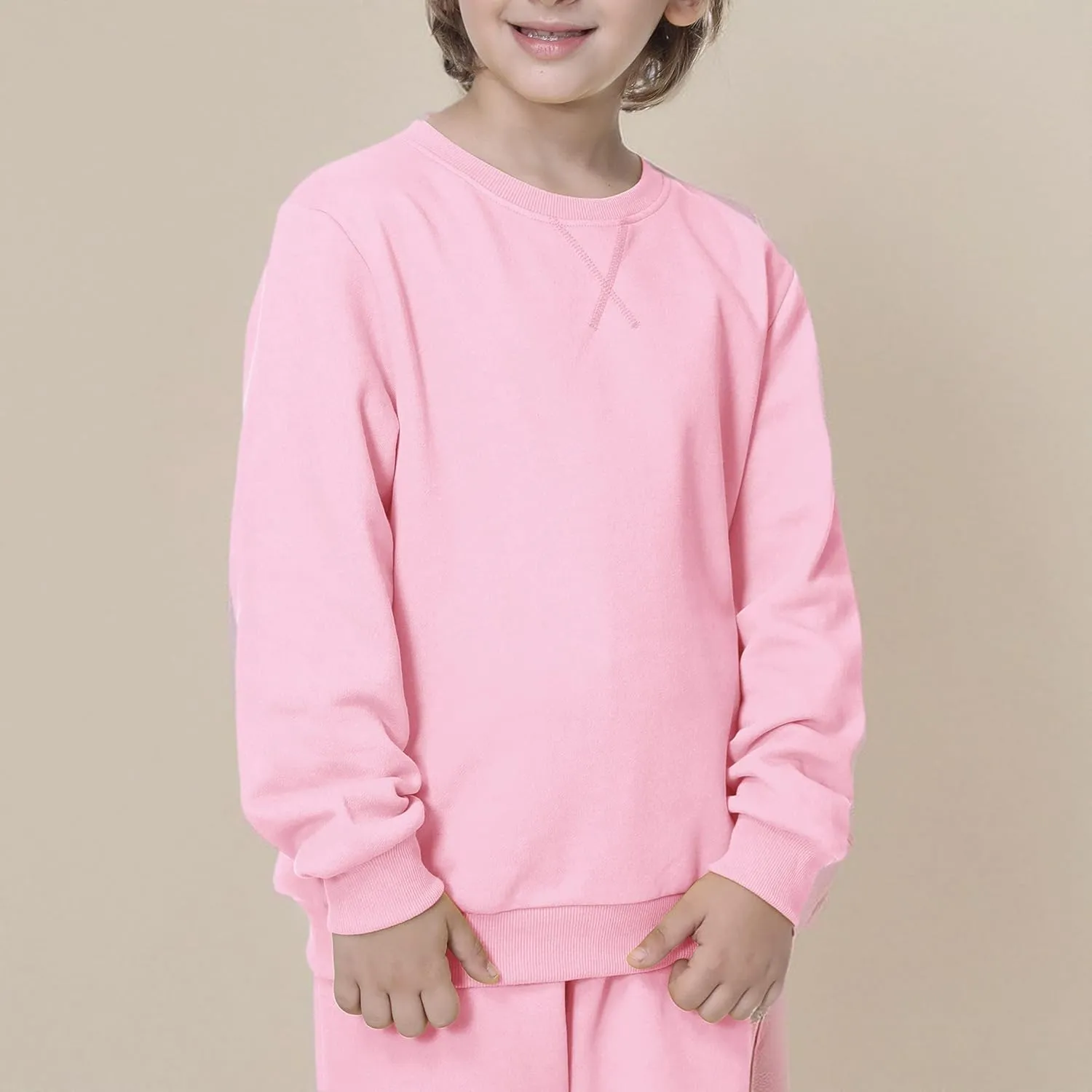 UNACOO Sweatshirt Kids Crewneck Long Sleeve Fleece Sweatshirt Pullover Cotton Tops for Boys or Girls (Age 3-12 Years)