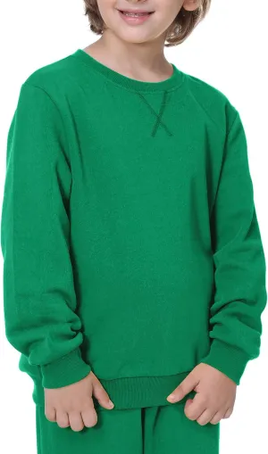 UNACOO Sweatshirt Kids Crewneck Long Sleeve Fleece Sweatshirt Pullover Cotton Tops for Boys or Girls (Age 3-12 Years)