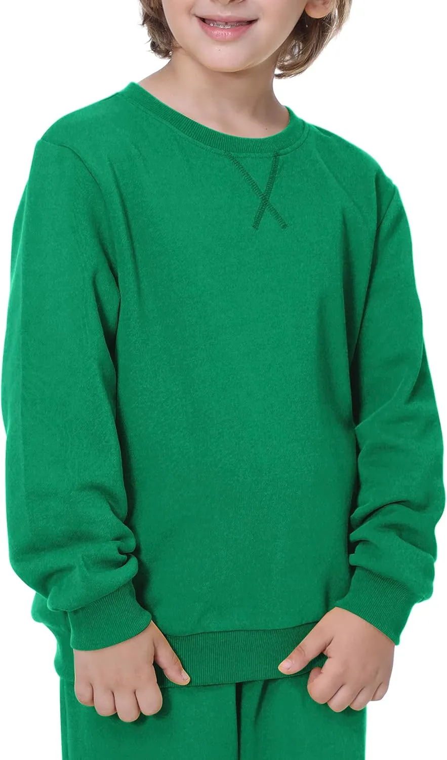 UNACOO Sweatshirt Kids Crewneck Long Sleeve Fleece Sweatshirt Pullover Cotton Tops for Boys or Girls (Age 3-12 Years)