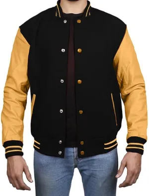 Varsity Jacket - Letterman Jacket - Lightweight Baseball Jackets In (33 Colors) Real Leather Sleeves