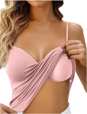 Vest Top with Built in Bra Women's Shelf Bra Camisole Tops Adjustable Spaghetti Strap Cami Tank Sleeveless Basic Undershirt