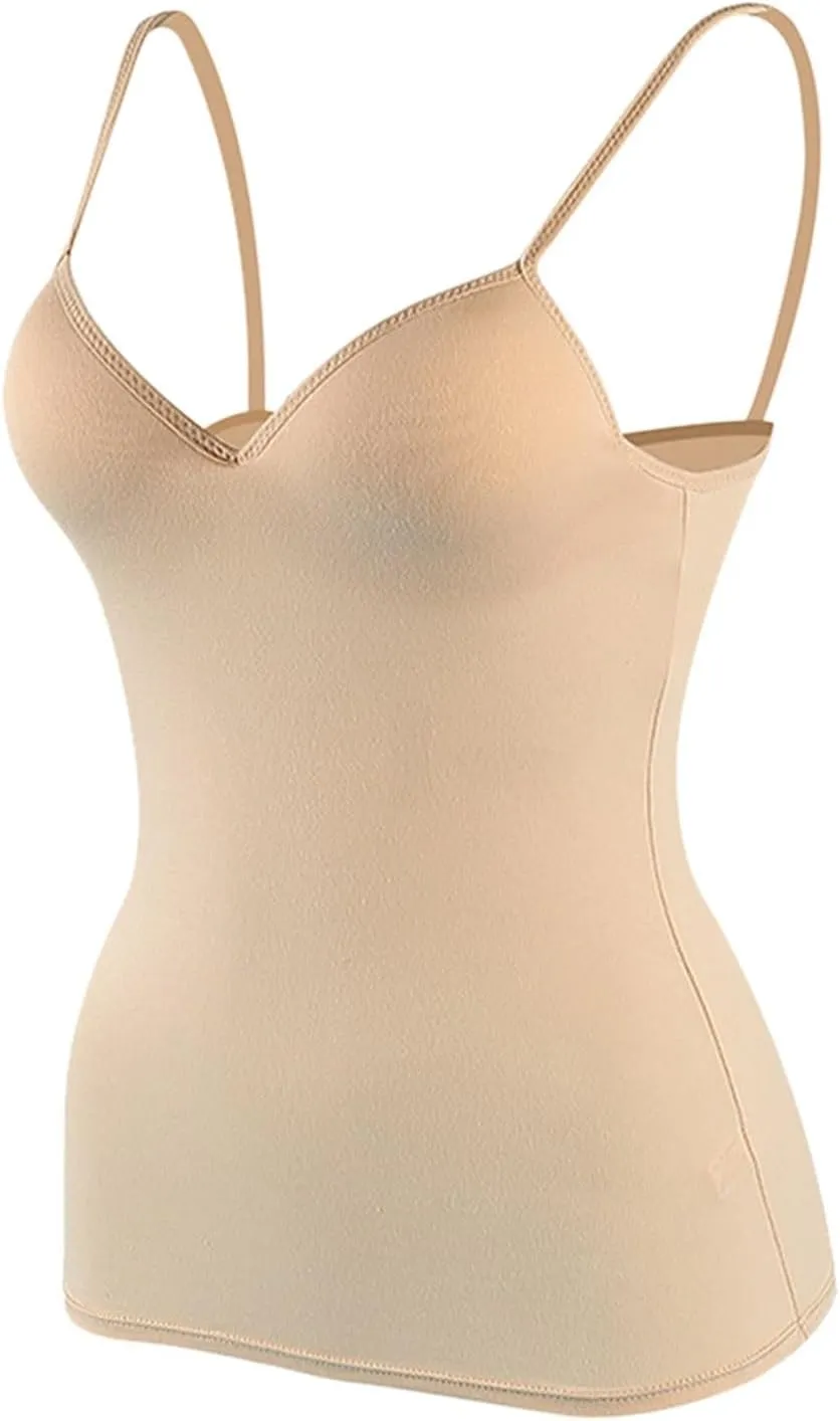 Vest Top with Built in Bra Women's Shelf Bra Camisole Tops Adjustable Spaghetti Strap Cami Tank Sleeveless Basic Undershirt