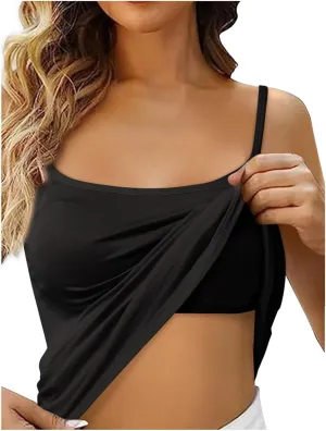 Vest Top with Built in Bra Women's Shelf Bra Camisole Tops Adjustable Spaghetti Strap Cami Tank Sleeveless Basic Undershirt