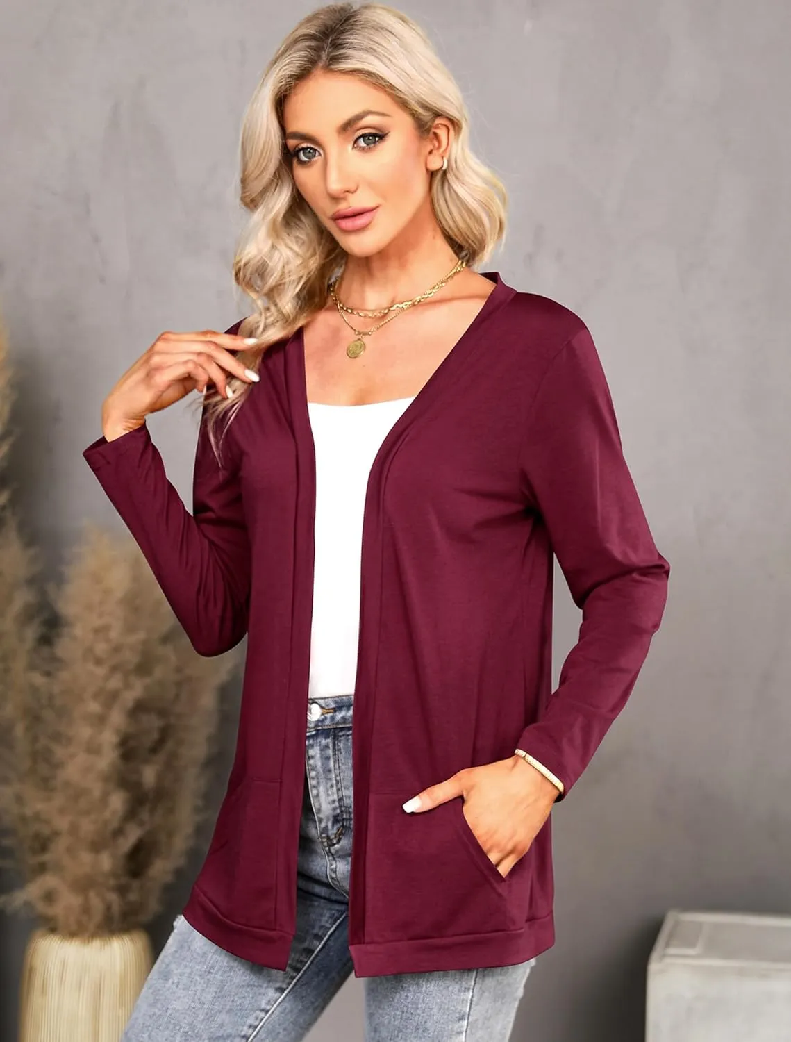 WLLW Womens Long Sleeve Open Front Back Cut Out Skull Cardigan Tops