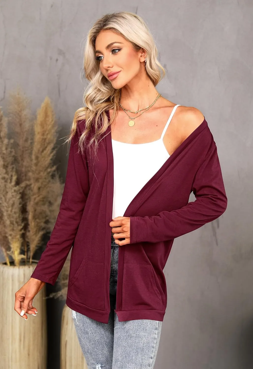 WLLW Womens Long Sleeve Open Front Back Cut Out Skull Cardigan Tops
