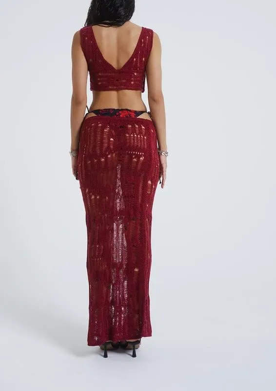 Women Y2K Ruffle 2 Piece Skirt Set Sleeveless Tube Crop Top Y2k Sexy Mesh See Through Cutout Maxi Skirt Clubwear