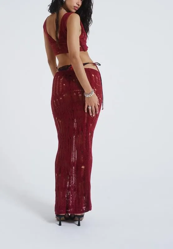 Women Y2K Ruffle 2 Piece Skirt Set Sleeveless Tube Crop Top Y2k Sexy Mesh See Through Cutout Maxi Skirt Clubwear