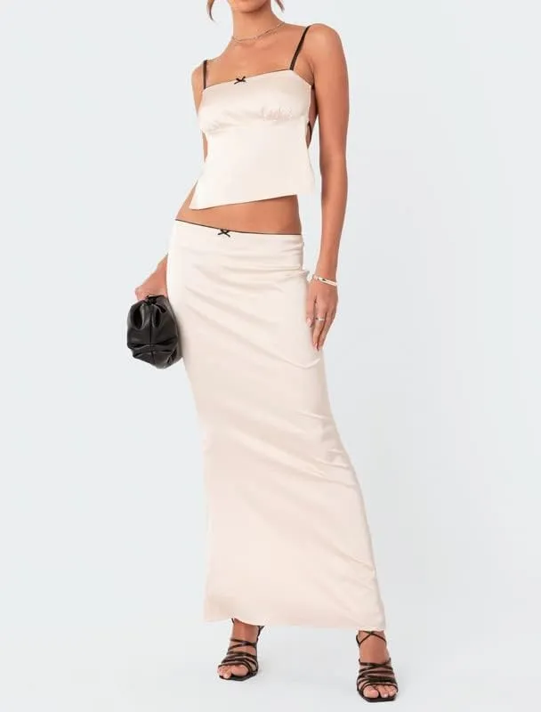 Women Y2K Ruffle 2 Piece Skirt Set Sleeveless Tube Crop Top Y2k Sexy Mesh See Through Cutout Maxi Skirt Clubwear