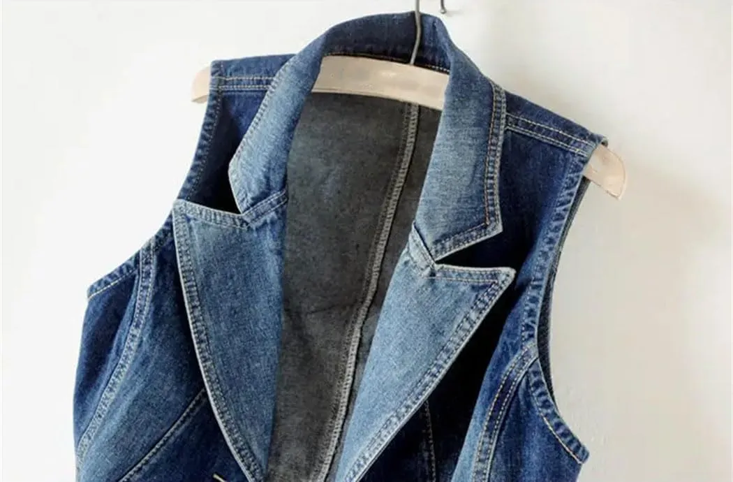 Women's All Season Denim Vest Sleeveless Casual Short Jeans Waistcoat Jacket