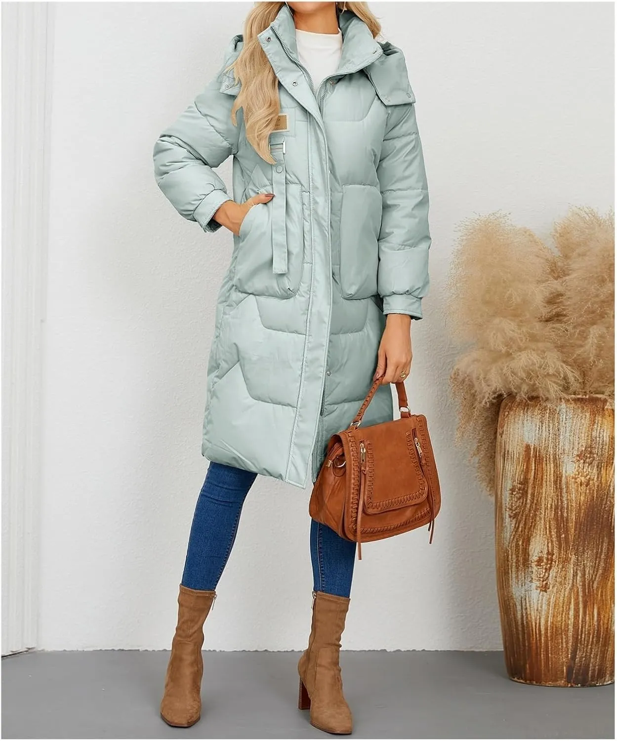 Women's Autumn and Winter New Cotton-Padded Coat Thick Long Sleeve Warm Hat Cotton-Padded Coat Long Coat