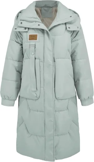 Women's Autumn and Winter New Cotton-Padded Coat Thick Long Sleeve Warm Hat Cotton-Padded Coat Long Coat