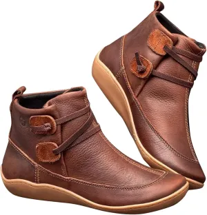 Womens Boots Fall 2024 Ankle Black Booties No Heel Boho Boots for Women Hiking Shoes Women Slip On Soft Sole Cut Out Chunky Stacked Heel Slip on