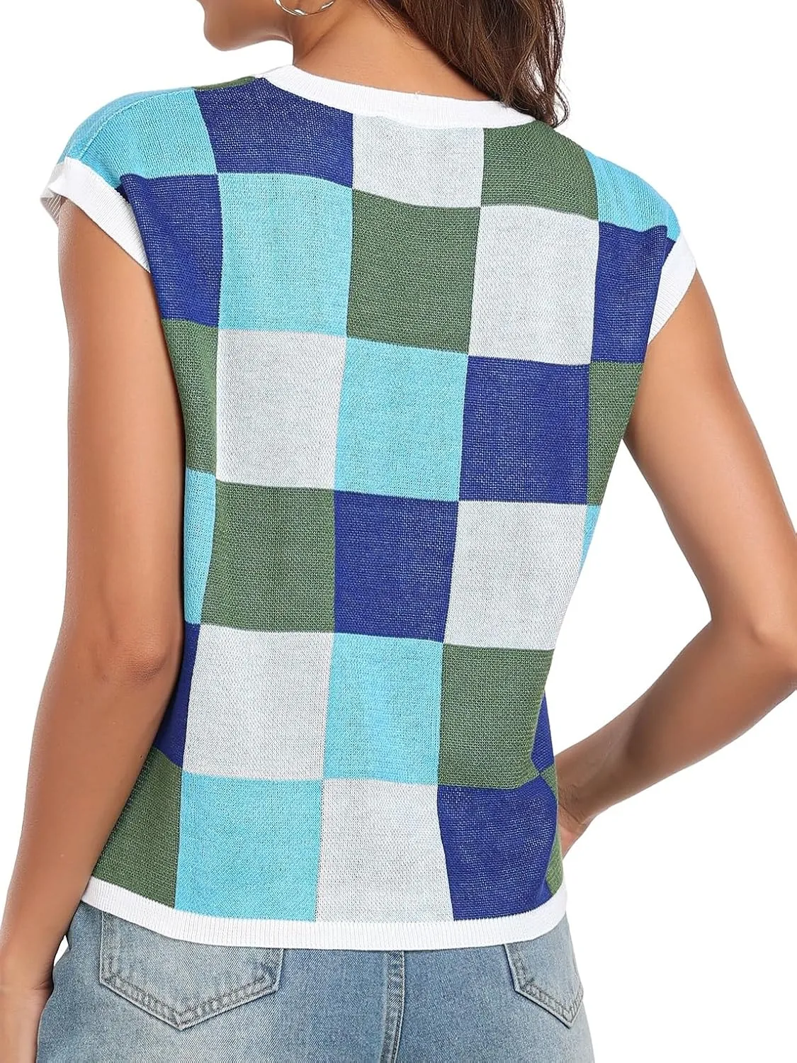 Women's Crop Tops Cap Sleeve Crew Neck Color Block Going Out Lightweight Sweater Tops