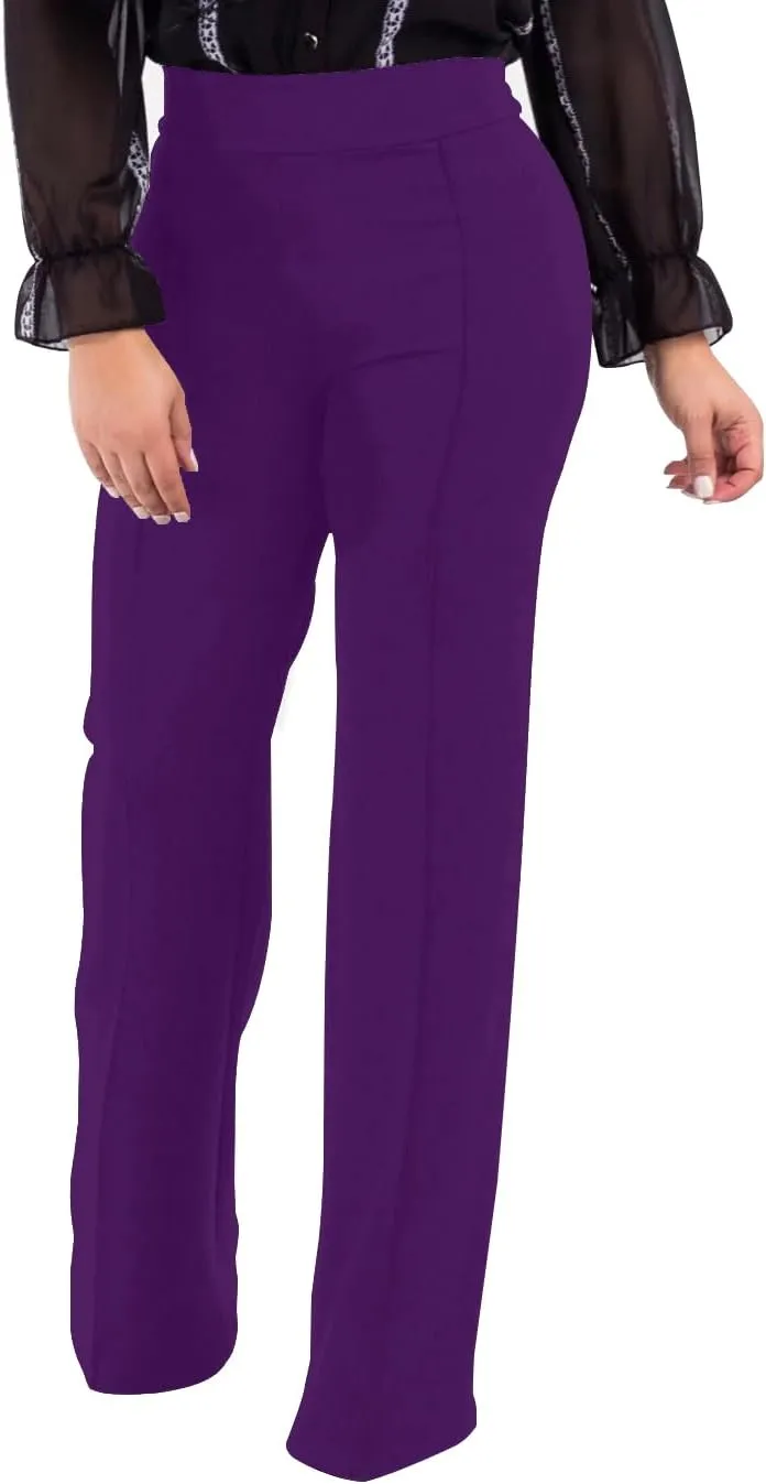 Women's High Waisted Stretchy Bootcut Pull On Dress Pants Casual Work Pants Fitted Trousers