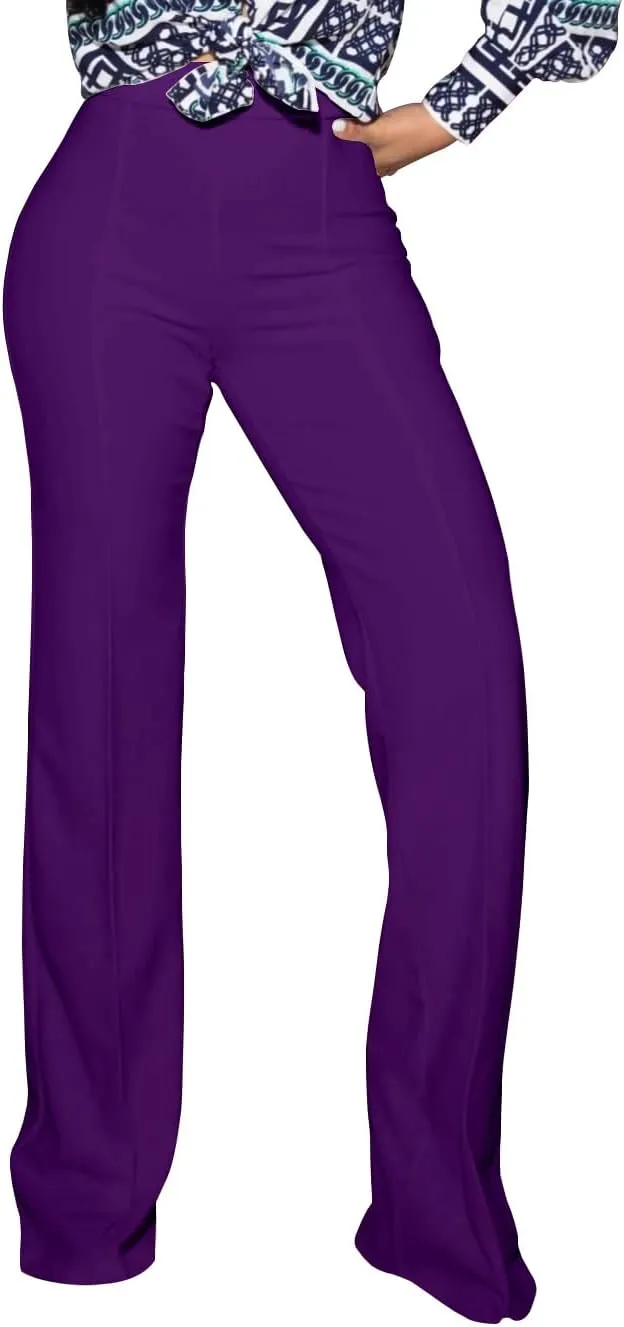 Women's High Waisted Stretchy Bootcut Pull On Dress Pants Casual Work Pants Fitted Trousers