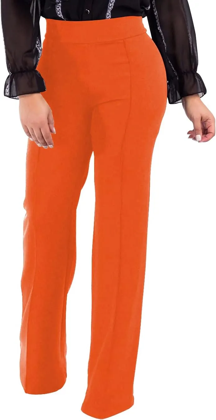 Women's High Waisted Stretchy Bootcut Pull On Dress Pants Casual Work Pants Fitted Trousers