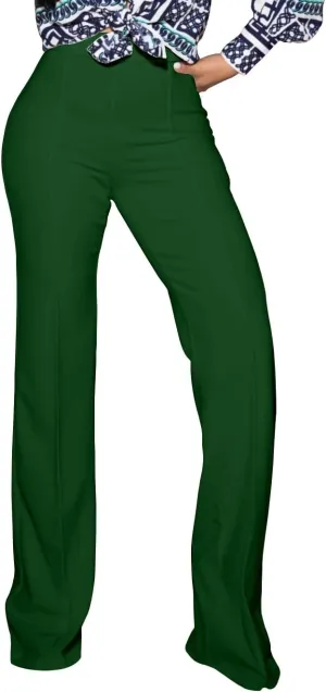 Women's High Waisted Stretchy Bootcut Pull On Dress Pants Casual Work Pants Fitted Trousers