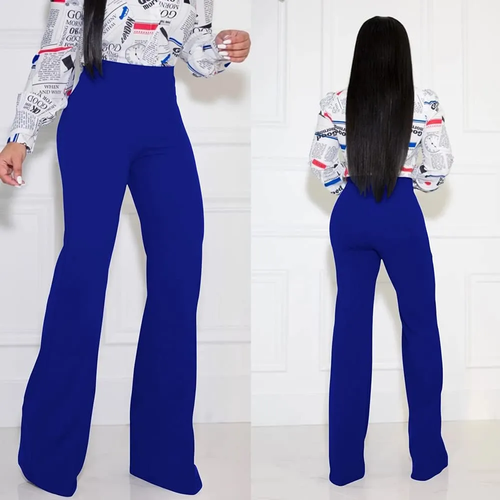 Women's High Waisted Stretchy Bootcut Pull On Dress Pants Casual Work Pants Fitted Trousers