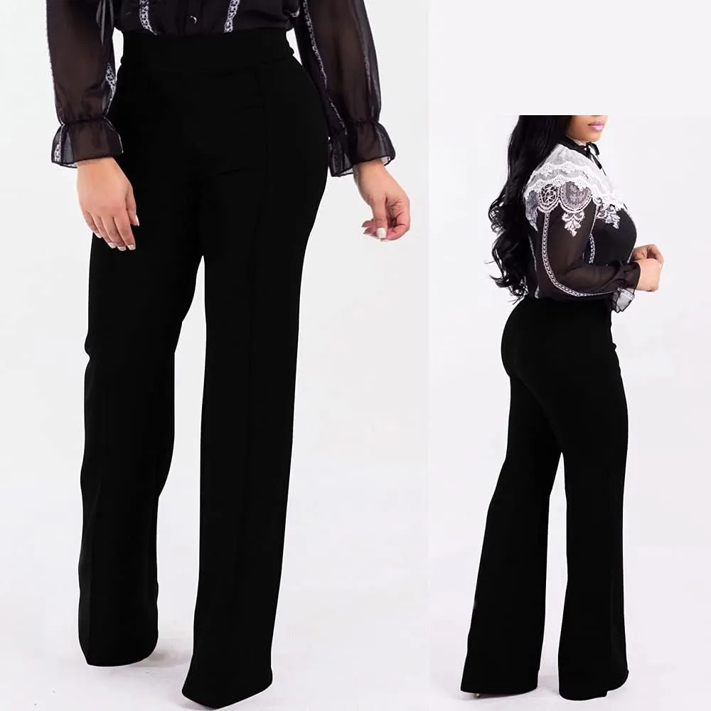 Women's High Waisted Stretchy Bootcut Pull On Dress Pants Casual Work Pants Fitted Trousers
