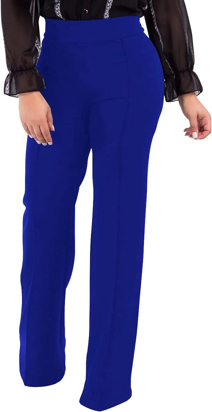 Women's High Waisted Stretchy Bootcut Pull On Dress Pants Casual Work Pants Fitted Trousers