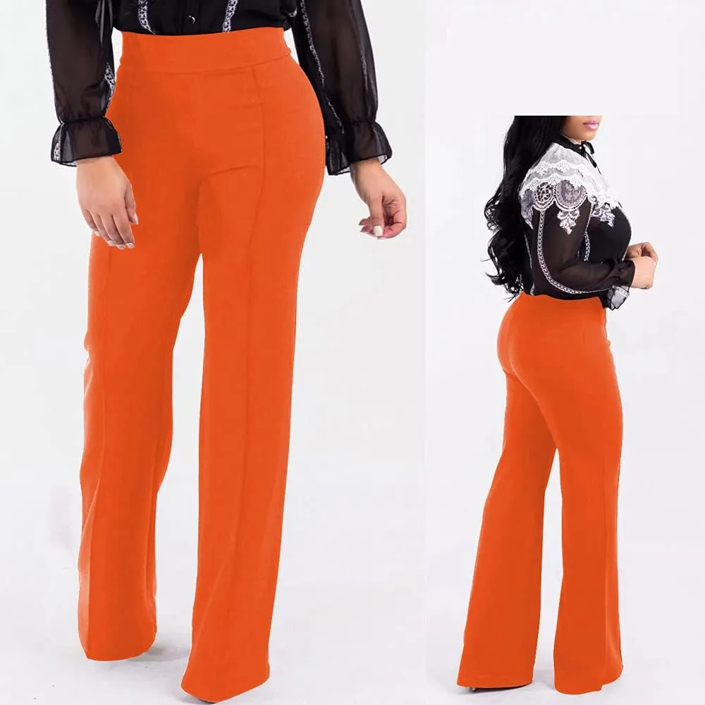 Women's High Waisted Stretchy Bootcut Pull On Dress Pants Casual Work Pants Fitted Trousers