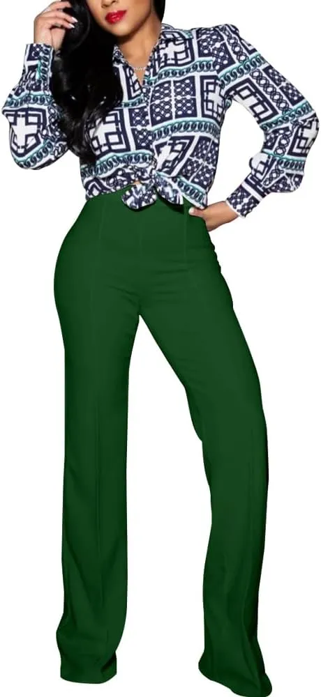 Women's High Waisted Stretchy Bootcut Pull On Dress Pants Casual Work Pants Fitted Trousers