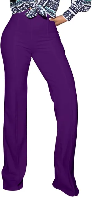 Women's High Waisted Stretchy Bootcut Pull On Dress Pants Casual Work Pants Fitted Trousers