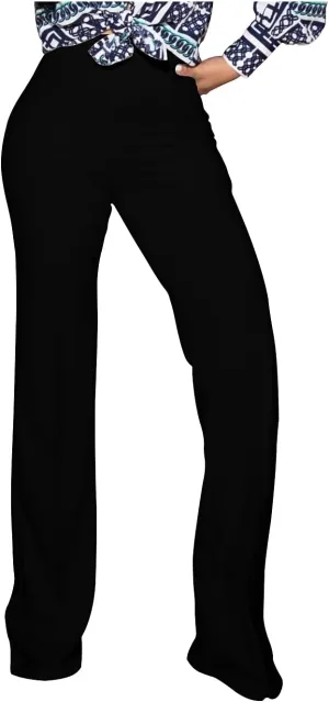 Women's High Waisted Stretchy Bootcut Pull On Dress Pants Casual Work Pants Fitted Trousers