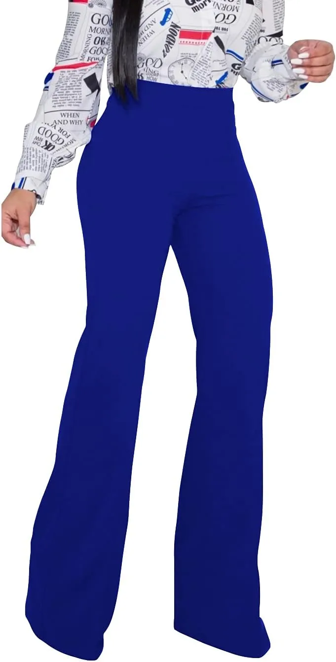 Women's High Waisted Stretchy Bootcut Pull On Dress Pants Casual Work Pants Fitted Trousers