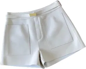 Womens Leather Leather Shorts High Waist All-Season Casual Belted Hot Pants