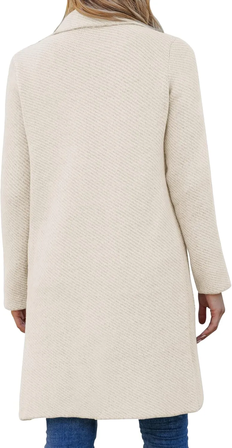 Womens Open Front Knit Cardigans Long Sleeve Casual Button Down Sweater Coat with Pockets