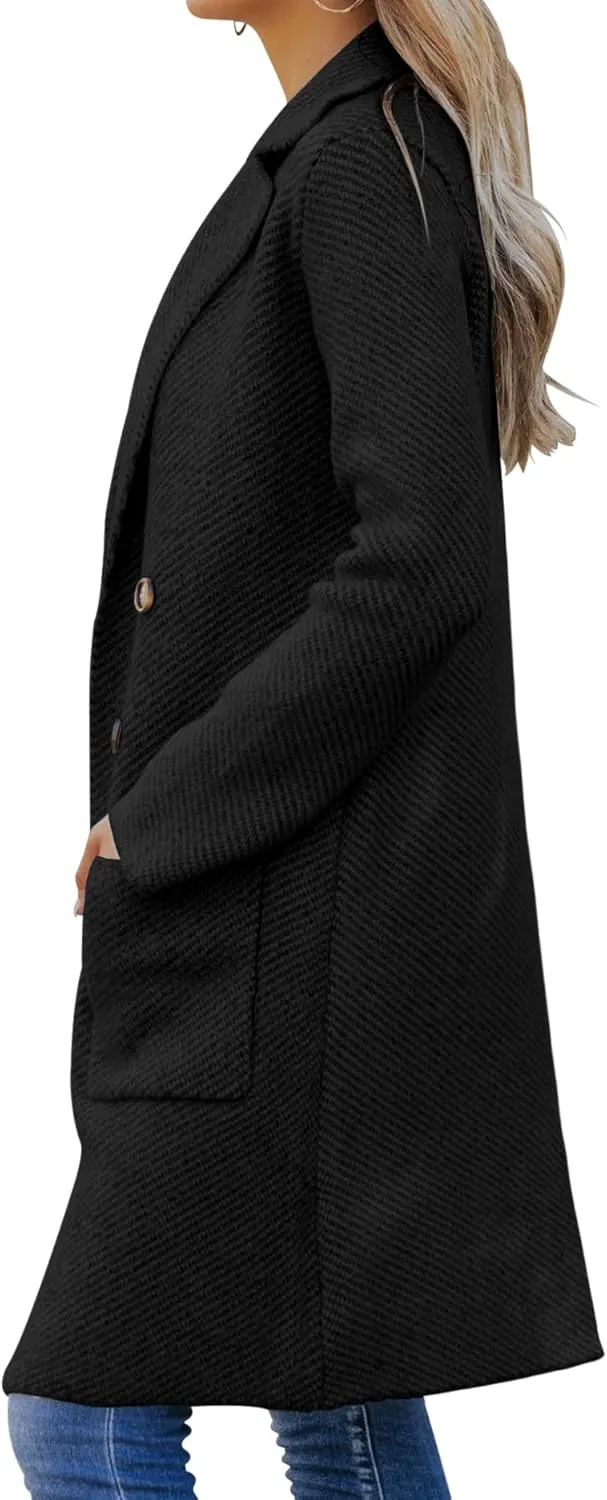Womens Open Front Knit Cardigans Long Sleeve Casual Button Down Sweater Coat with Pockets