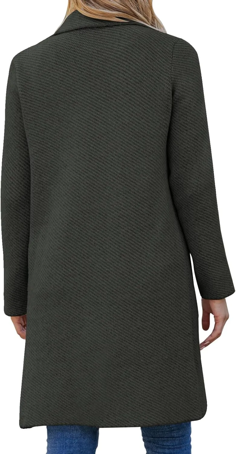 Womens Open Front Knit Cardigans Long Sleeve Casual Button Down Sweater Coat with Pockets