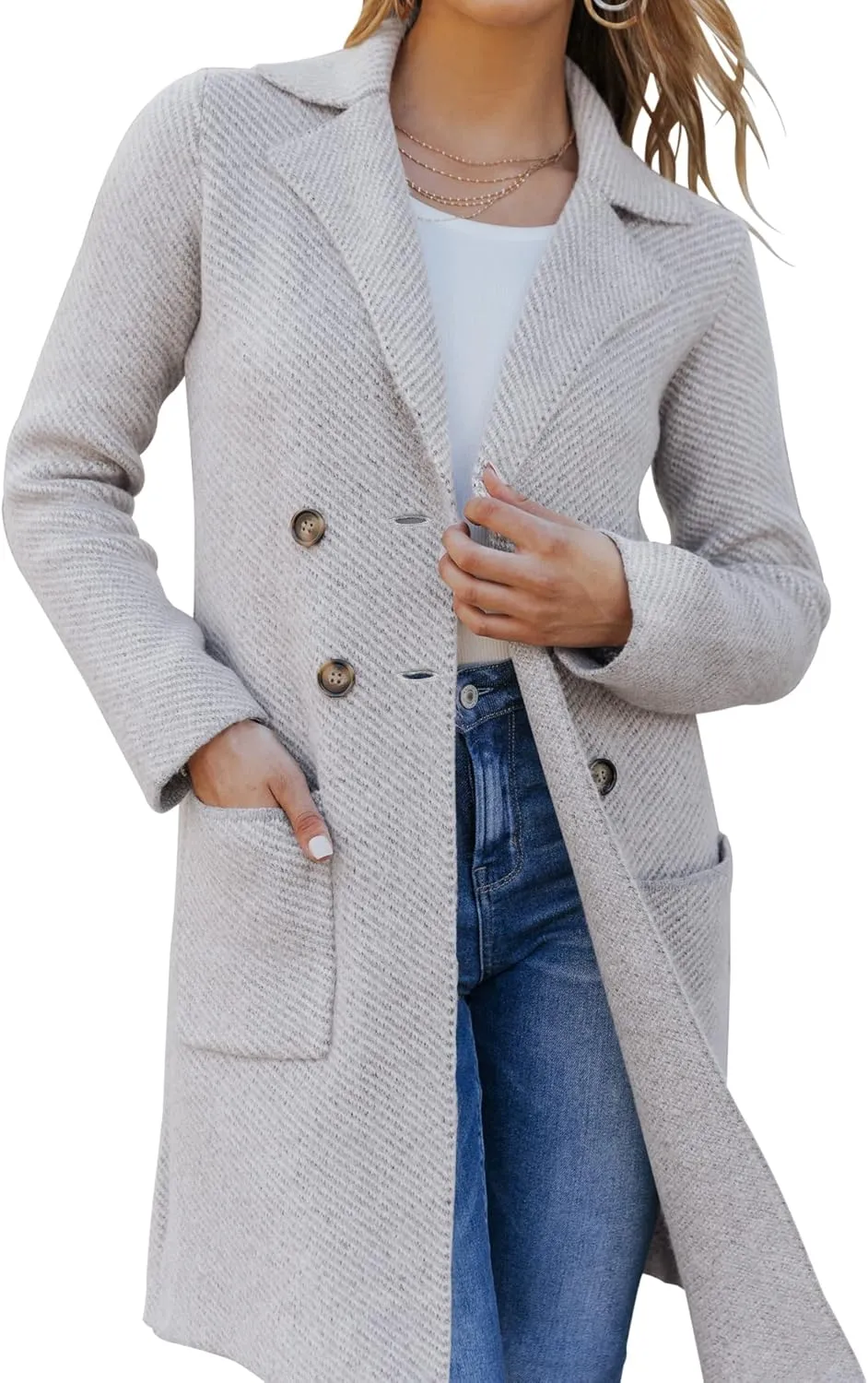Womens Open Front Knit Cardigans Long Sleeve Casual Button Down Sweater Coat with Pockets