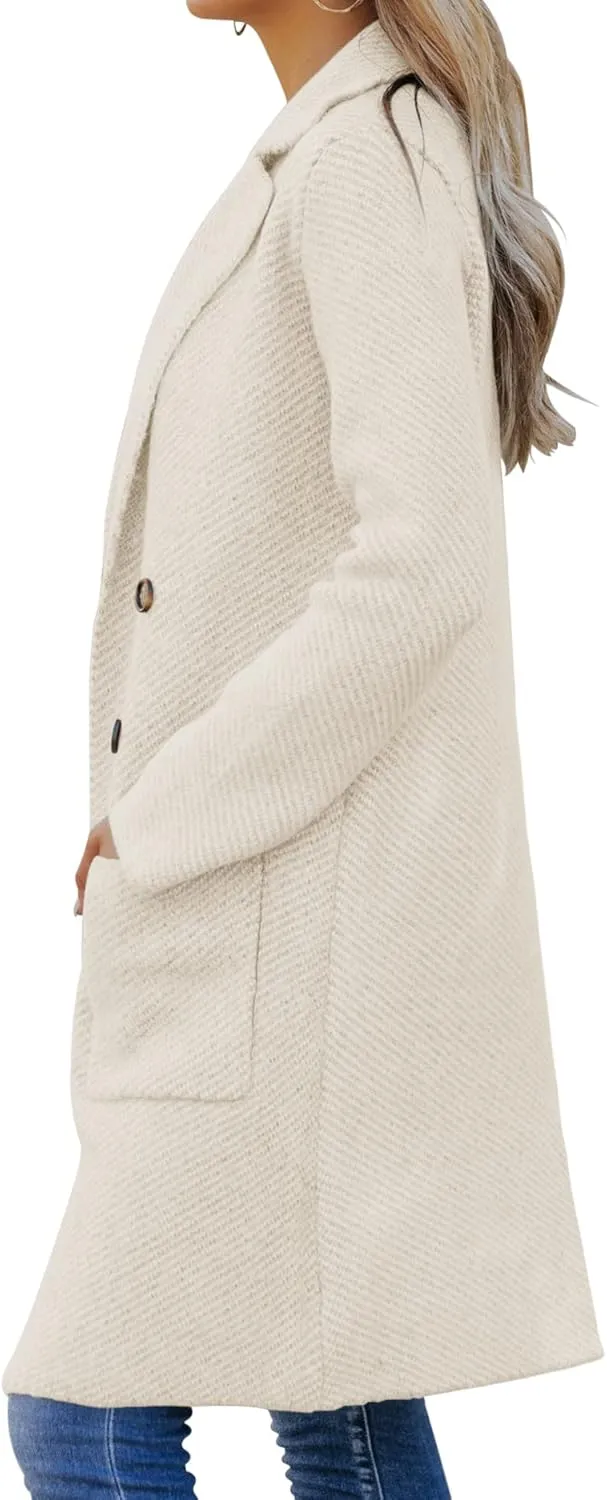 Womens Open Front Knit Cardigans Long Sleeve Casual Button Down Sweater Coat with Pockets