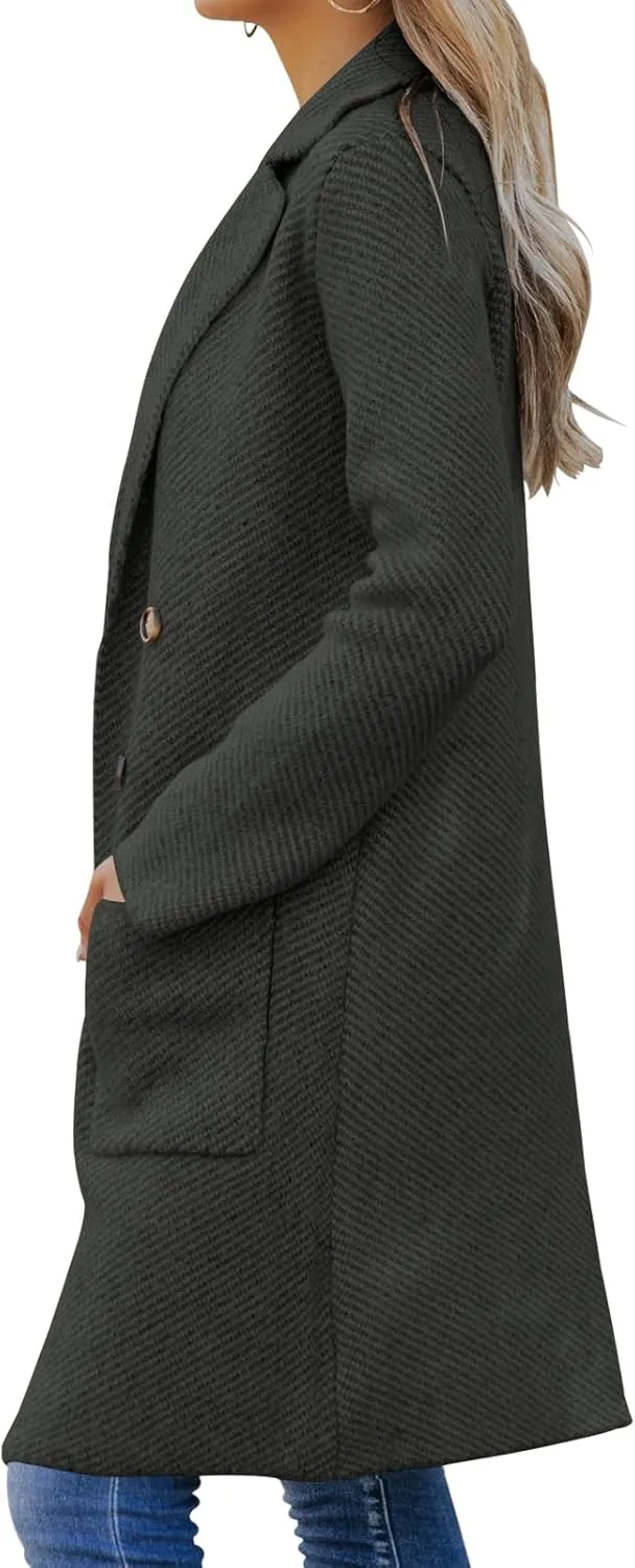 Womens Open Front Knit Cardigans Long Sleeve Casual Button Down Sweater Coat with Pockets