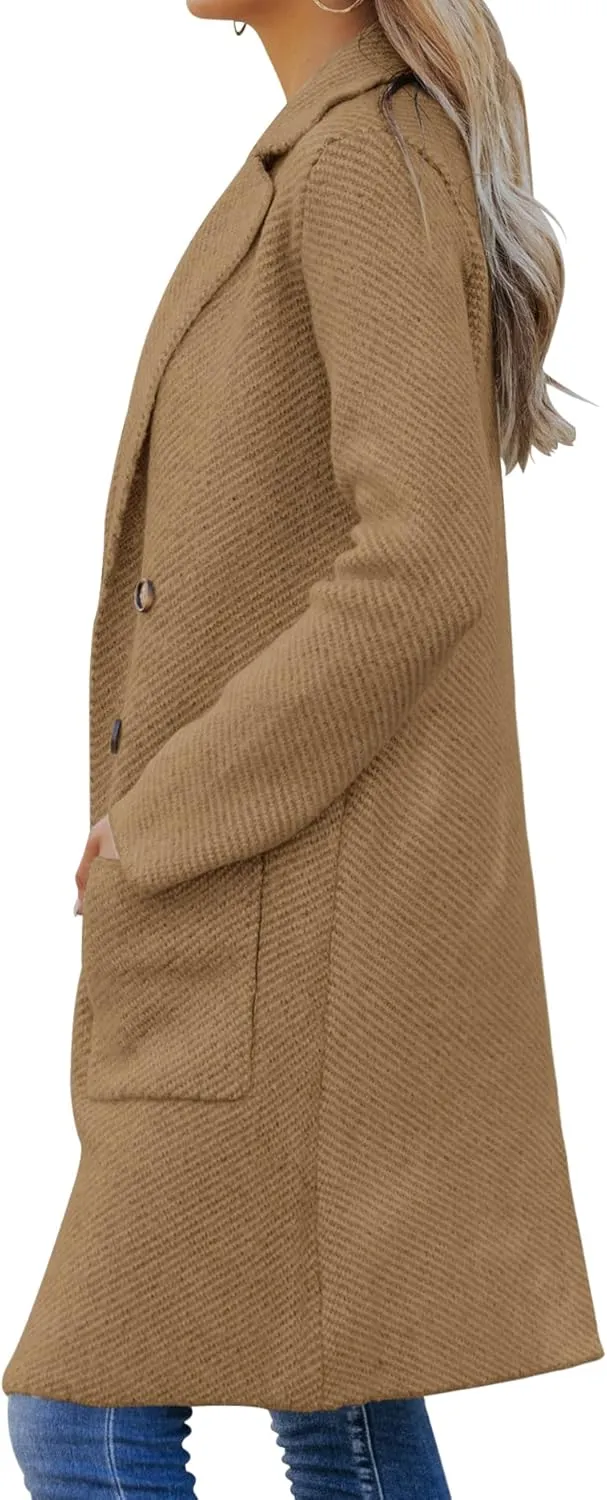 Womens Open Front Knit Cardigans Long Sleeve Casual Button Down Sweater Coat with Pockets